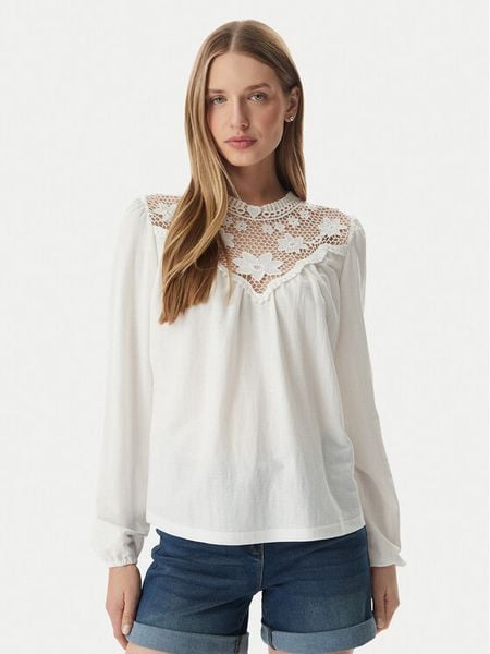 Morgan Bluzka 261-TJOUR Biały Regular Fit. Białe bluzki Morgan, xl, bez wzorów, z wiskozy, bez kołnierzyka, bez ramiączek. Za 129.99 zł.