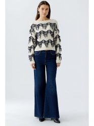 Oui Sweter w kolorze biało-granatowym rozmiar: 36. Białe swetry Oui, bez wzorów, z bawełny, bez ramiączek. Za 250.35 zł.