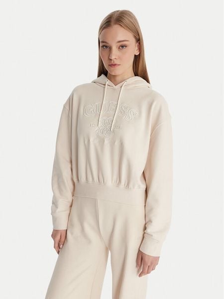 Guess Bluza V6RQ03 KD761 Écru Regular Fit. Bluzy Guess, xxs, z aplikacjami, z bawełny, bez kaptura. Za 349.99 zł.