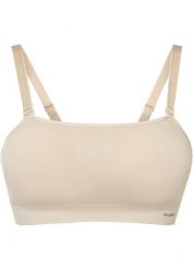 Wyściełany biustonosz bandeau Feel Comfort, bezszwowy, z odpinanymi ramiączkami. Brązowe biustonosze bonprix, bez wzorów. Za 69.99 zł.