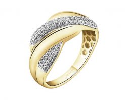 Pierścionek z żółtego złota z brylantami - 0,26 ct - próba 585. Żółte pierścionki Apart, z brylantem, złote. Za 6,590.00 zł.