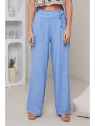 Rodier Lin Lniane spodnie w kolorze błękitnym rozmiar: XL/XXL. Niebieskie spodnie materiałowe Rodier Lin, xl, bez wzorów, ze lnu. Za 202.95 zł.