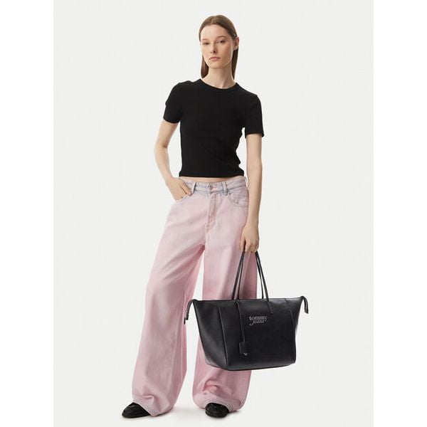 Torebka Tommy Jeans. Czarne shopper Tommy Jeans, bez wzorów, z jeansu, bez dodatków. Za 529.99 zł.