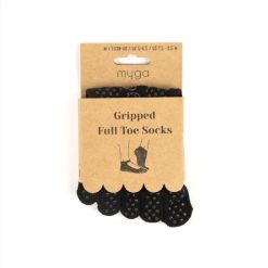 Antypoślizgowe skarpetki z palcami do jogi myga Yoga Toe Socks - M. Czarne skarpety MYGA, bez wzorów. Za 19.99 zł.