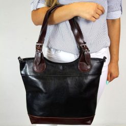 Torebka skórzana damska DAN-A T195B koniakowo-czarna. Czarne torebki klasyczne DAN-A, bez wzorów, ze skóry, bez dodatków. Za 399.99 zł.