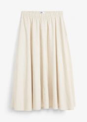 Spódnica midi z mieszanki lnu. Czarne spódnice bonprix, bez wzorów, midi, trapezowe. Za 149.99 zł.
