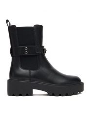 Nine West Sztyblety CEO-KAMILA-01 Czarny. Czarne botki Nine West, bez wzorów, z materiału, bez obcasa, na płaskiej podeszwie, bez zapięcia. Za 279.99 zł.