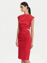 PINKO Sukienka koktajlowa 104955 A0IM Czerwony Regular Fit. Czerwone sukienki Pinko, bez wzorów, z wiskozy, wizytowe, bez kołnierzyka, bez ramiączek. Za 859.99 zł.