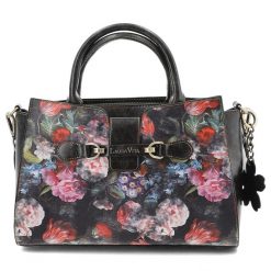 Czarna Torebka Laura Vita Stylowy Kuferek Damski. Czarne torby na ramię Laura Vita, z aplikacjami, eleganckie, do ręki, zdobione, bez dodatków. Za 280.99 zł.