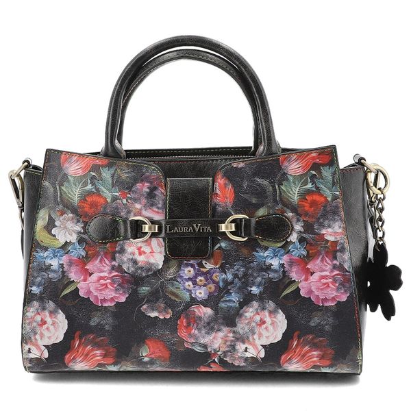 Czarna Torebka Laura Vita Stylowy Kuferek Damski. Czarne torby na ramię Laura Vita, z aplikacjami, eleganckie, do ręki, zdobione, bez dodatków. Za 329.00 zł.