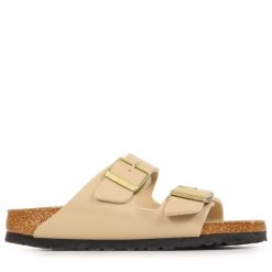 Sandały Birkenstock Arizona Birko Flor Damskie. Brązowe sandały Birkenstock, bez wzorów, z materiału, bez obcasa, bez zapięcia. Za 485.70 zł.