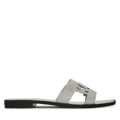 Klapki KARL LAGERFELD. Szare klapki KARL LAGERFELD, bez wzorów, bez obcasa. Za 289.99 zł.