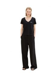 TOM TAILOR Denim Koszulka w kolorze czarnym rozmiar: M. Czarne bluzki TOM TAILOR DENIM, m, bez wzorów, z bawełny, bez kołnierzyka, bez ramiączek. Za 56.99 zł.