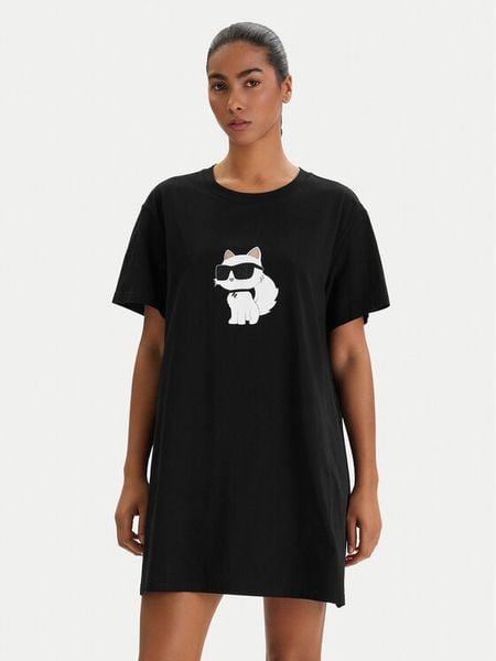 KARL LAGERFELD Koszula nocna B1W45003 Czarny Relaxed Fit. Czarne koszule nocne KARL LAGERFELD, m, bez wzorów, z bawełny, bez ramiączek. Za 429.99 zł.