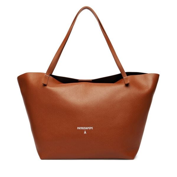 Torebka Patrizia Pepe. Brązowe shopper Patrizia Pepe, bez wzorów, bez dodatków. Za 820.99 zł.