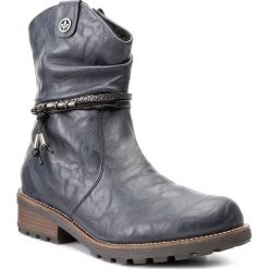 Botki RIEKER - Z0471-14 Blue. Niebieskie botki Rieker, bez wzorów, ze skóry ekologicznej, bez obcasa, na obcasie, bez zapięcia. W wyprzedaży za 209.00 zł.