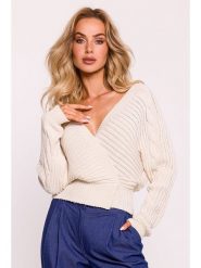 Made of emotion Sweter w kolorze kremowym rozmiar: onesize. Brązowe swetry Made Of Emotion, bez wzorów, prążkowane, bez ramiączek. Za 218.72 zł.