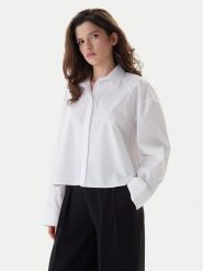 Calvin Klein Jeans Koszula LV047C141G Biały Boxy Fit. Białe koszule Calvin Klein Jeans, xs, bez wzorów, z bawełny, bez kołnierzyka, bez ramiączek. Za 329.99 zł.