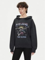Pepe Jeans Bluza Lilian PL581469 Czarny Loose Fit. Czarne bluzy Pepe Jeans, m, bez wzorów, z bawełny, bez kaptura. Za 219.99 zł.