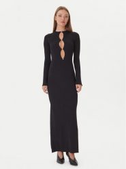 Bardot Sukienka dzianinowa 59801DB Czarny Slim Fit. Czarne sukienki Bardot, s, bez wzorów, z dzianiny, bez kołnierzyka, bez ramiączek. Za 529.99 zł.