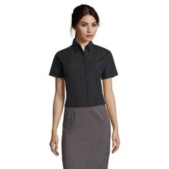 Damska Koszula Biznesowa Z Krótkim Rękawem Escape Poplin. Czarne koszule SOL'S, s, bez wzorów, biznesowe, bez kołnierzyka, bez ramiączek. Za 127.99 zł.