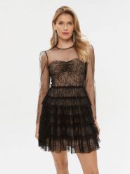 TWINSET Sukienka koktajlowa 232TT2071 Czarny Regular Fit. Czarne sukienki Twinset, bez wzorów, z syntetyku, wizytowe, bez kołnierzyka, bez ramiączek. Za 659.99 zł.