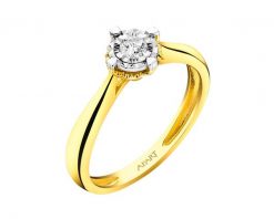 Pierścionek z żółtego i białego złota z brylantem - 0,08 ct - próba 585. Białe pierścionki Apart, z brylantem, złote. Za 3,090.00 zł.