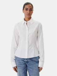 Guess Jeans Koszula W6RH66 WH7P1 Biały Regular Fit. Białe koszule Guess Jeans, s, z aplikacjami, z bawełny, bez kołnierzyka, bez ramiączek. Za 299.99 zł.