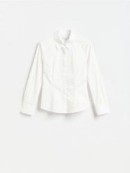 Taliowana koszula z bawełną - biały. Białe koszule Reserved, l, bez wzorów, z bawełny, bez kołnierzyka, bez ramiączek. Za 99.99 zł.