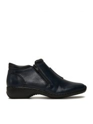 Rieker Botki L3882-15 Granatowy. Niebieskie botki Rieker, bez wzorów, ze skóry, bez obcasa, na płaskiej podeszwie, bez zapięcia. Za 349.99 zł.