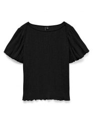Vero Moda Bluzka w kolorze czarnym rozmiar: L. Czarne bluzki Vero Moda, l, bez wzorów, bez kołnierzyka, bez ramiączek. Za 110.81 zł.