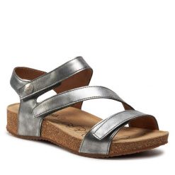 Sandały Josef Seibel. Szare sandały Josef Seibel, bez wzorów, bez obcasa, na płaskiej podeszwie, bez zapięcia. Za 389.99 zł.