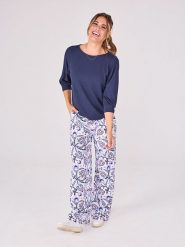 LIEBLINGSSTÜCK Spodnie w kolorze biało-granatowym rozmiar: 4XL. Białe spodnie materiałowe LIEBLINGSSTÜCK, xl, bez wzorów, z materiału, z podwyższonym stanem. Za 175.67 zł.