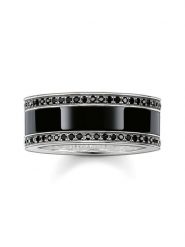 Thomas Sabo Srebrny pierścionek z cyrkoniami i onyksami rozmiar: 52. Szare pierścionki Thomas Sabo, z cyrkonią, srebrne. Za 361.02 zł.