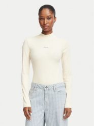 Guess Jeans Bluzka W6BP06 K5471 Beżowy jasny Slim Fit. Brązowe bluzki Guess Jeans, s, z aplikacjami, z bawełny, bez kołnierzyka, bez ramiączek. Za 199.99 zł.