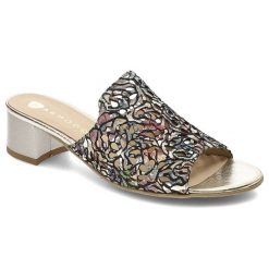 Czarne Klapki Armodo Eleganckie Obuwie Damskie. Czarne klapki Armodo, w ażurowe wzory, ze skóry, bez obcasa, na obcasie. Za 259.00 zł.