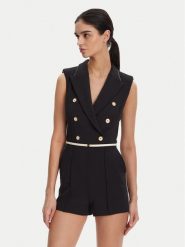 Elisabetta Franchi Kombinezon TU-T45-51E2 Czarny Regular Fit. Czarne sukienki Elisabetta Franchi, bez wzorów, z syntetyku, bez kołnierzyka, bez ramiączek. Za 1,679.00 zł.