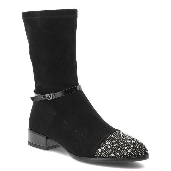 Czarne Botki S.Barski Eleganckie Buty Damskie. Czarne botki S.BARSKI, bez wzorów, bez obcasa, bez zapięcia. Za 279.00 zł.