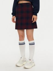 Tommy Jeans Spódnica mini DW0DW18889 Bordowy Regular Fit. Czerwone spódnice Tommy Jeans, xxs, bez wzorów, z jeansu, mini. Za 109.99 zł.