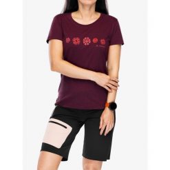 Koszulka z nadrukiem damska Vaude Cyclist T-Shirt V. Czerwone koszulki sportowe Vaude, bez wzorów, bez ramiączek. Za 151.99 zł.