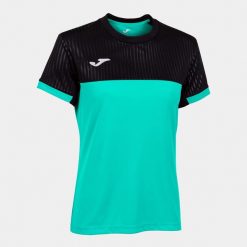 Koszulka do tenisa z krótkim rekawem damska Joma SHORT SLEEVE T- SHIRT. Czarne t-shirty Joma, xs, bez wzorów, bez kołnierzyka, bez ramiączek. Za 89.00 zł.