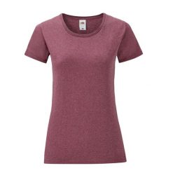 Koszulka Damska Iconic Heather T-shirt. Brązowe t-shirty FRUIT OF THE LOOM, m, bez wzorów, bez kołnierzyka, bez ramiączek. Za 37.99 zł.
