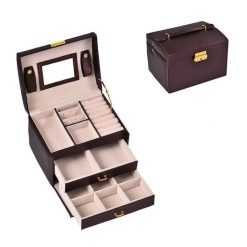 UNIQ Pudełko na biżuterię z 3 poziomami Kuferki do makijażu 1 ct Brązowy i Różowy. Zestawy Uniq. Za 184.99 zł.