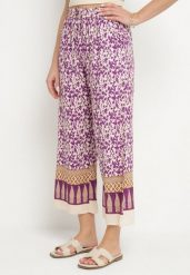 Fioletowe Bawełniane Spodnie z Wysokim Stanem o Długości 7/8 ze Wzorem Boho Lisavinea. Fioletowe spodnie materiałowe Born2be, na co dzień, l, z aplikacjami, z bawełny, z podwyższonym stanem. W wyprzedaży za 25.49 zł.