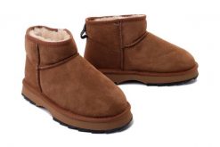 EMU AUSTRALIA W12548 Sharky Micro chestnut/black, botki damskie. Brązowe botki EMU Australia, na zimę, bez wzorów, z gumy, bez obcasa, bez zapięcia. Za 699.90 zł.