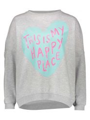 Miss goodlife Bluza "This is my happy place" w kolorze szarym rozmiar: S. Szare bluzy miss goodlife, s, bez wzorów, z bawełny, bez kaptura. Za 202.50 zł.