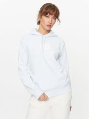 New Balance Bluza Essentials Stacked Logo Hoodie WT31533 Błękitny Regular Fit. Niebieskie bluzy New Balance, m, bez wzorów, z bawełny, bez kaptura. Za 199.99 zł.