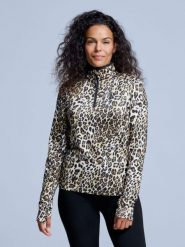 Bluza narciarska - Damska - Arty - Wzór w panterkę. Brązowe bluzy POEDERBAAS, na zimę, m, bez wzorów, z elastanu, bez kaptura. Za 242.82 zł.