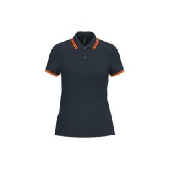 Polo z kontrastowymi lamówkami dla kobiet Kariban. Brązowe koszulki polo KARIBAN, bez wzorów, bez kołnierzyka, bez ramiączek. Za 125.50 zł.