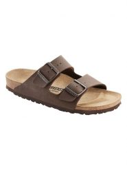 Birkenstock Klapki "Arizona" w kolorze brązowym rozmiar: 38. Brązowe klapki Birkenstock, bez wzorów, z otwartym noskiem, bez obcasa. Za 376.43 zł.